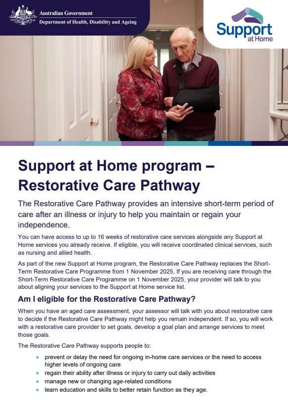 Support at Home program – Restorative Care Pathway (July 2025) cover page