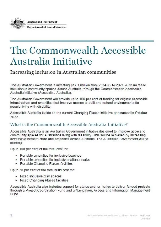 The Commonwealth Accessible Australia Initiative cover page