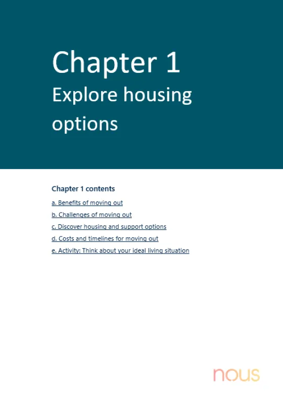 Younger people in residential aged care (YPIRAC) toolkit – Chapter 1: Explore housing options cover page