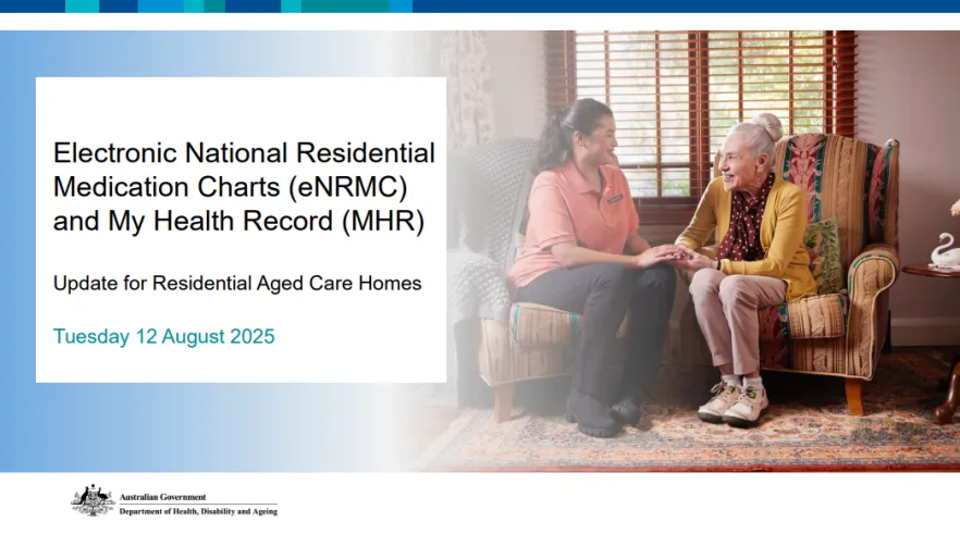 Electronic National Residential Medication Charts (eNRMC) and My Health Record (MHR) presentation cover page