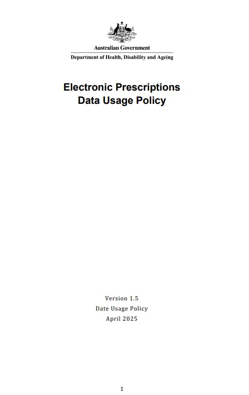 Electronic Prescriptions Data usage policy cover page (updated August 2025)