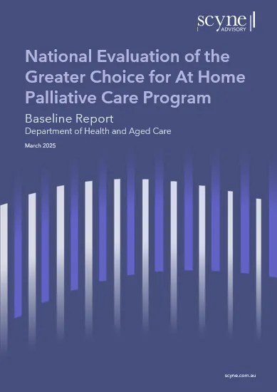 Cover page for the Baseline report for the at home palliative care program