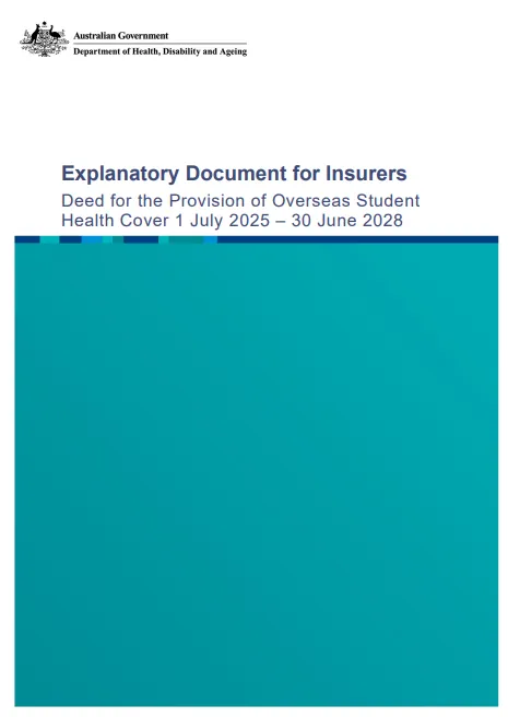 Deed for the Provision of Overseas Student  Health Cover 1 July 2025–30 June 2028 cover page.