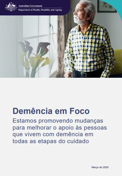 Portuguese cover page for the Focus on dementia booklet