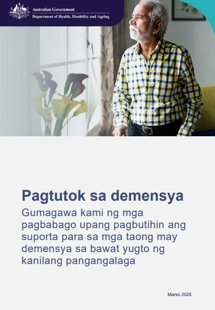 Filipino cover page for the Focus on dementia booklet