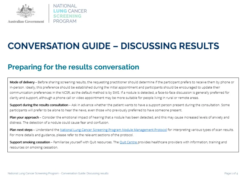 Conversation guide – Discussing results cover page