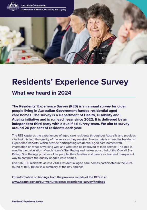 Residents’ Experience Survey fact sheet cover image