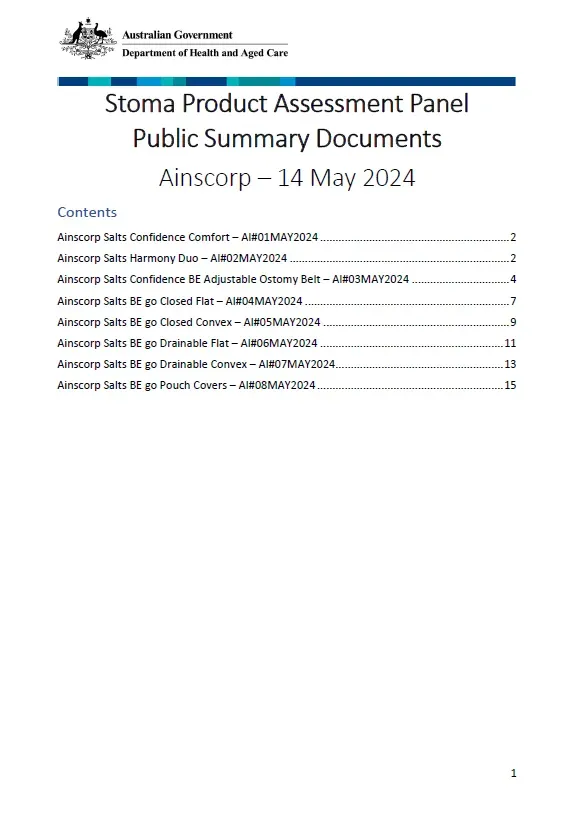 Stoma Product Assessment Panel public summary documents – May meeting 2024