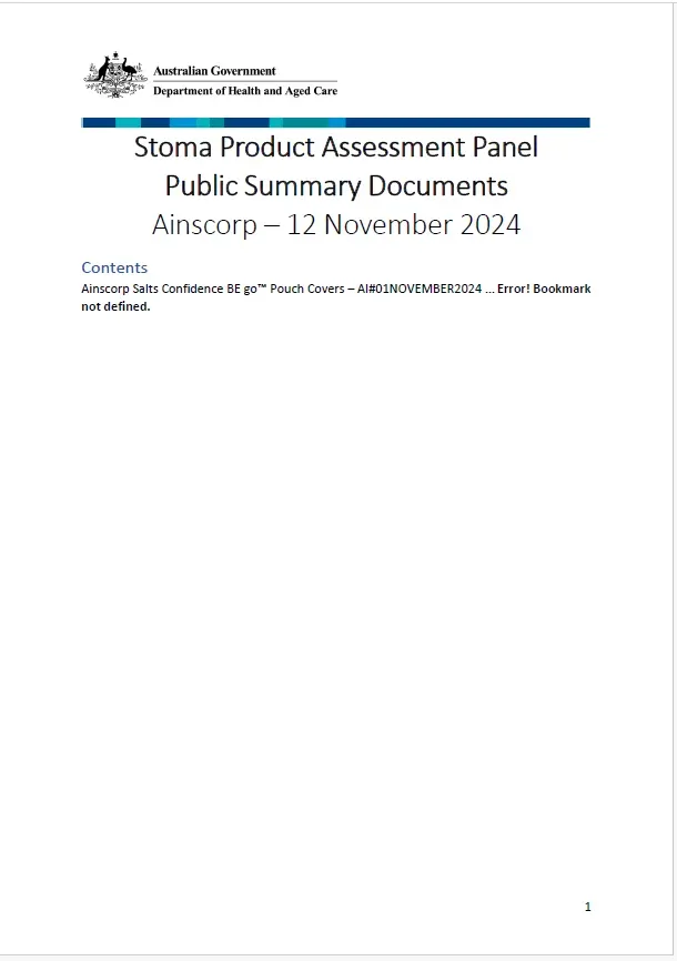 Stoma Product Assessment Panel public summary documents – November meeting 2024