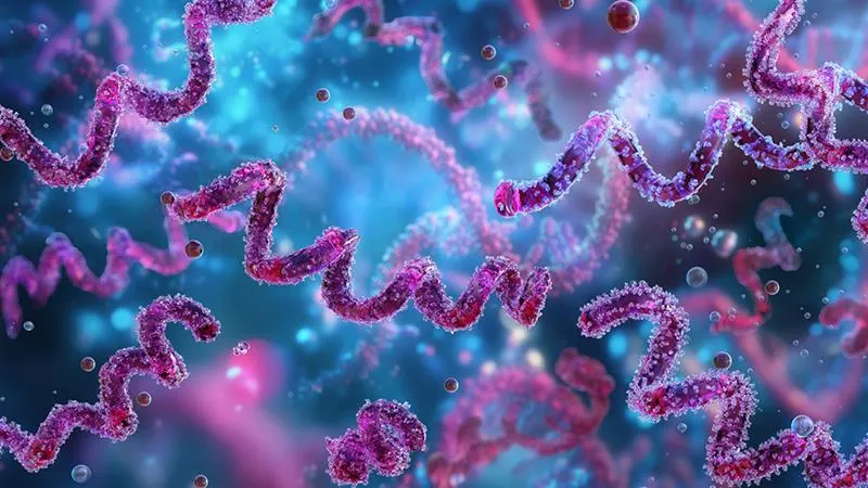 An AI-generated image of the syphilis pathogen