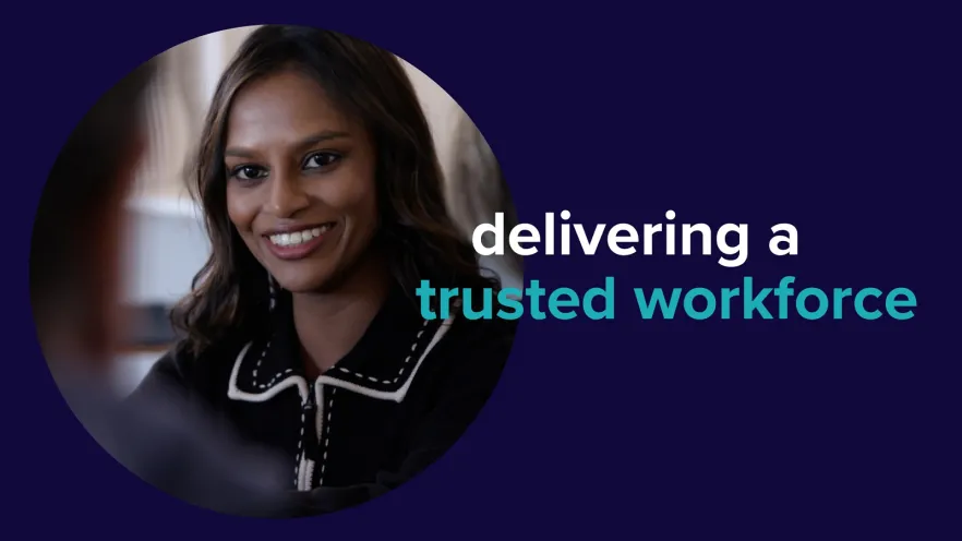 Image of an ethic female with the text Delivering a trusted workforce