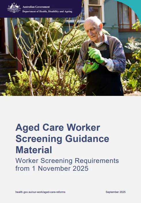 Aged Care Worker Screening Guidance Material cover page