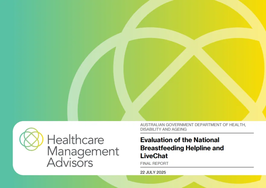 Cover page for the Evaluation of the National Breastfeeding Helpline and LiveChat Final Report