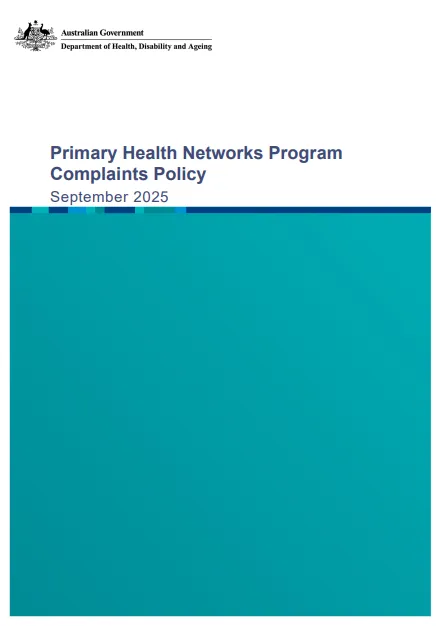 Primary Health Networks Program Complaints Policy cover image