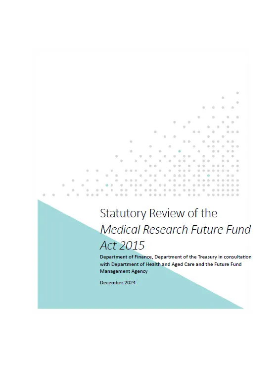 Statutory review of the Medical Research Future Fund Act 2015 cover page