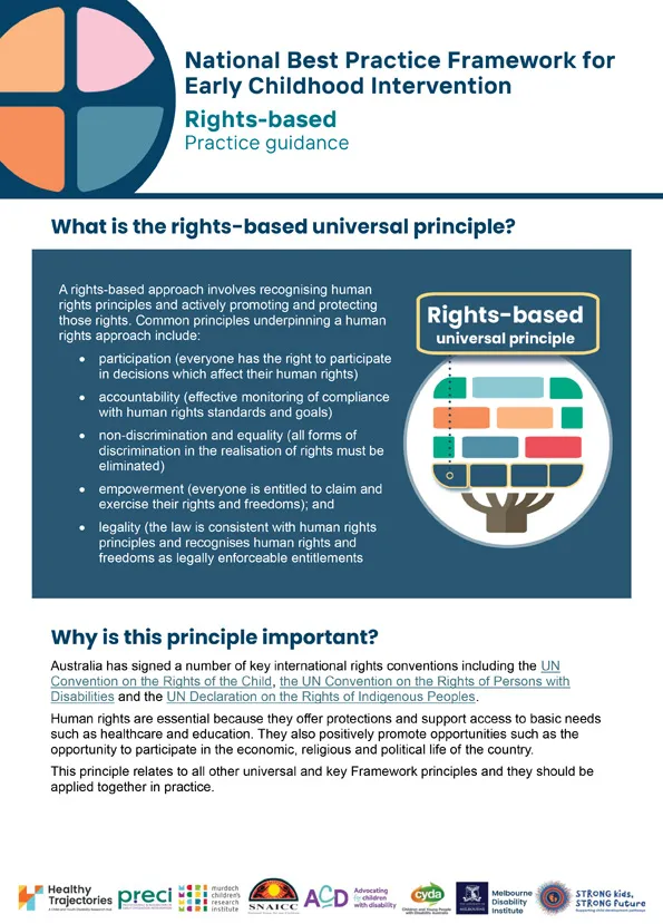 The National Best Practice Framework for Early Childhood Intervention – Practice guidance – Rights-based universal principle
