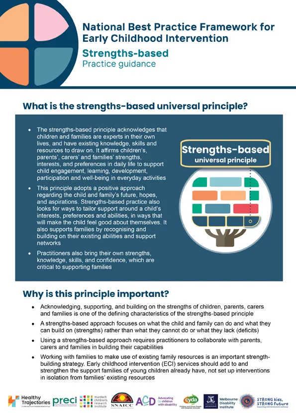 The National Best Practice Framework for Early Childhood Intervention – Practice guidance – Strengths-based universal principle