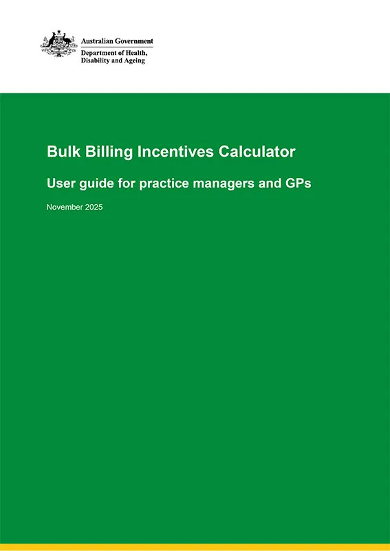 Thumbnail: Bulk billing incentives calculator user guide cover