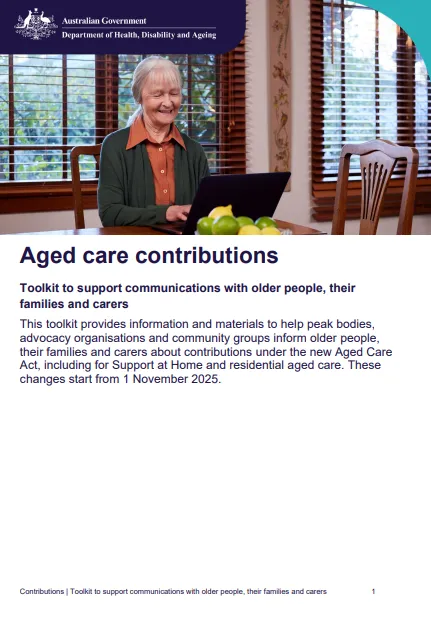 Aged care contributions cover page