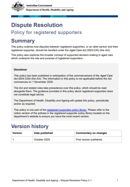 Cover page for the Dispute resolution guide
