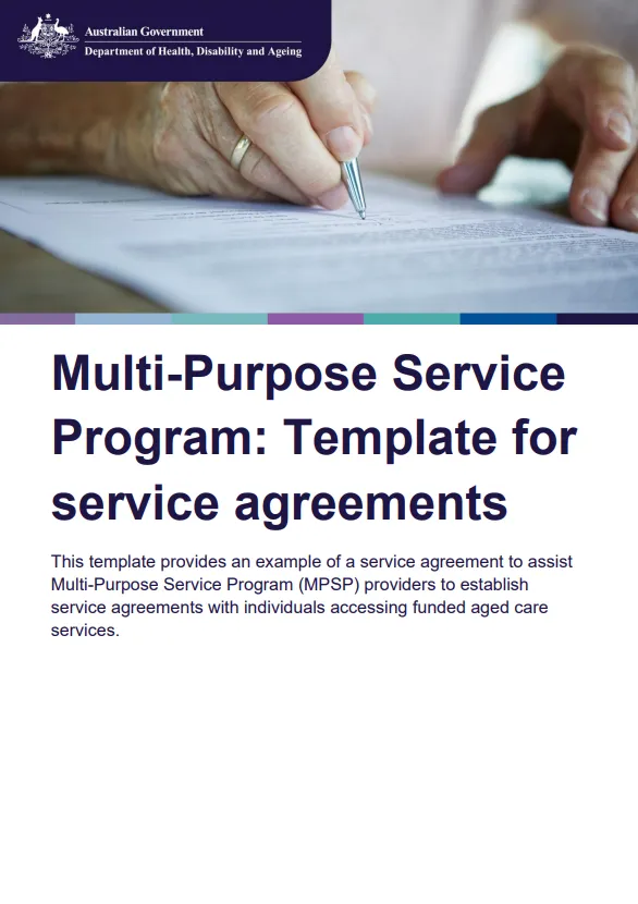 Cover image for the Multi-Purpose Service Program – Template for service agreements