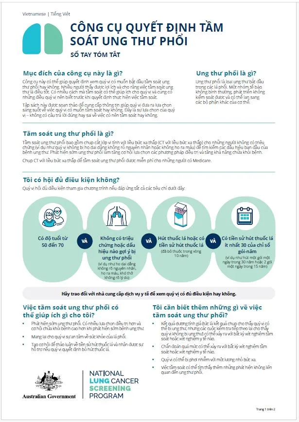 Chương trình Tầm Soát Ung Thư Phổi Toàn Quốc – Công cụ quyết định tầm soát ung thư phổi – Tóm tắt