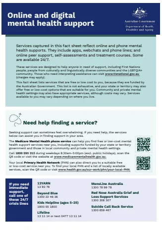 Online and digital mental health support cover page