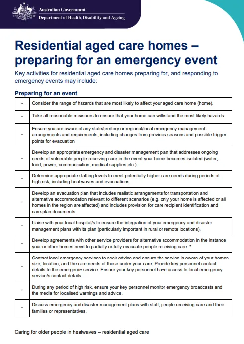Preparing for an emergency event – Residential aged care cover page.PNG