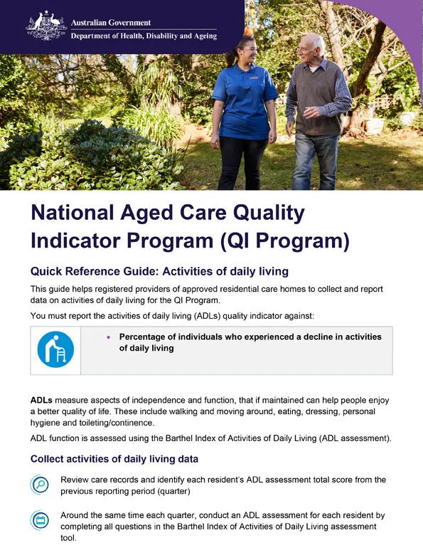 QI Program quick reference guide – Activities of daily living