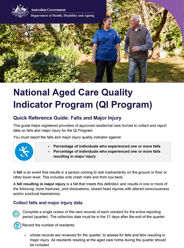 QI Program quick reference guide – Falls and major injury