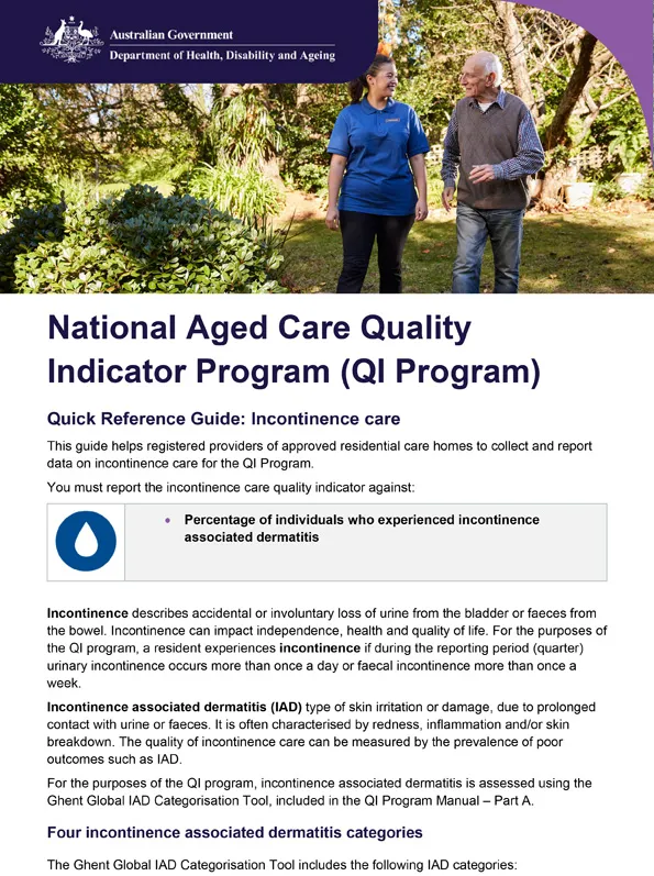 QI Program quick reference guide – Incontinence care