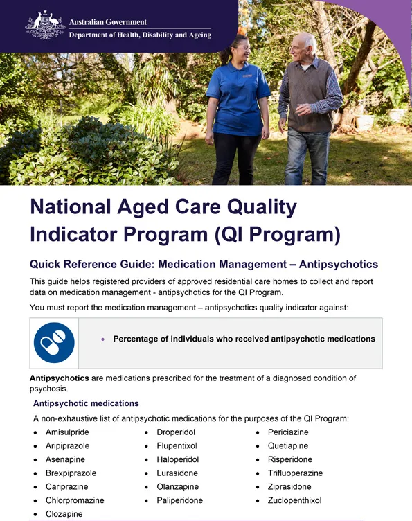 QI Program quick reference guide – Medication management – Antipsychotics