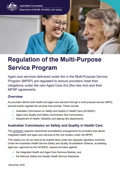 Regulation of the Multi-Purpose Service Program cover page