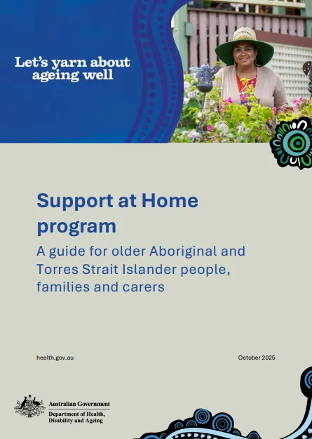 Cover page for Support at Home booklet for Aboriginal and Torres Strait Islander people