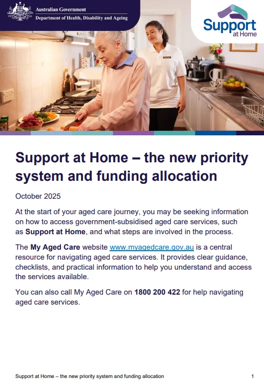 Support at Home – the new priority system and funding allocation cover page