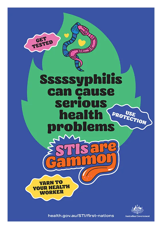 Thumbnail of poster:  Text says Syphilis can cause serious health problems