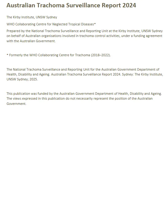 Cover page of the Australian Trachoma Surveillance Report 2024