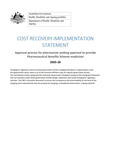 Cover page for the Cost Recovery Implementation Statement 2025–2026