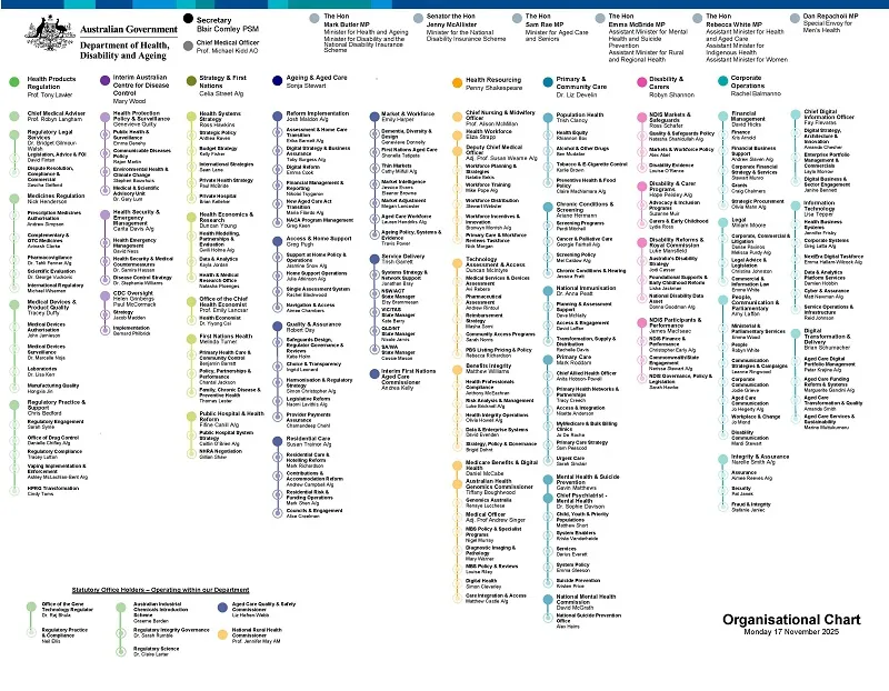Image of the Department's organisational chart for 17 November 2025