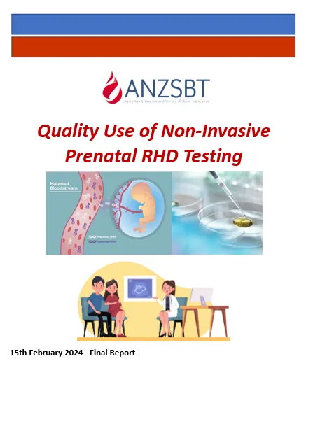 Cover page for the Quality Use of Non-Invasive Prenatal RHD Testing