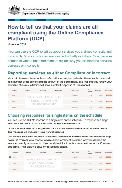 How to tell us that your claims are all compliant using the OCP cover page