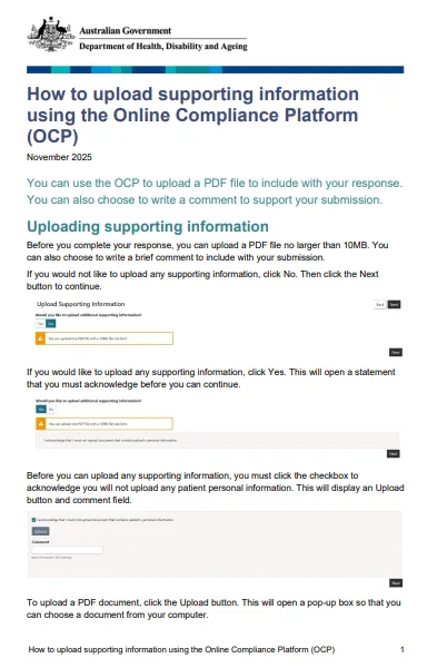 How to upload supporting information using the OCP cover page
