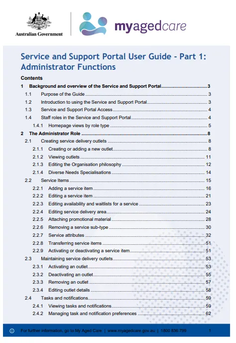 Cover page for the ervice and Support Portal user guide – Part 1. Administrator functions