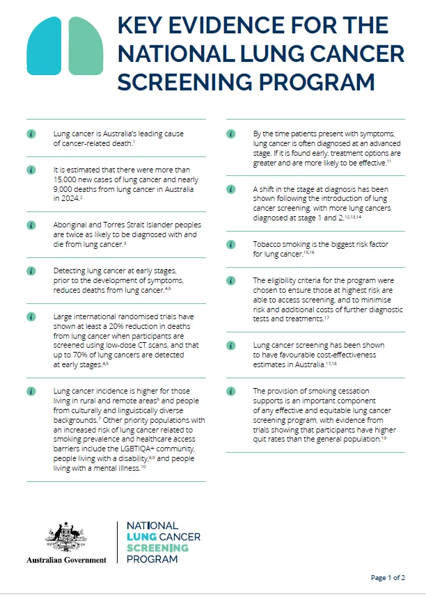 Key evidence for the NLCSP cover page
