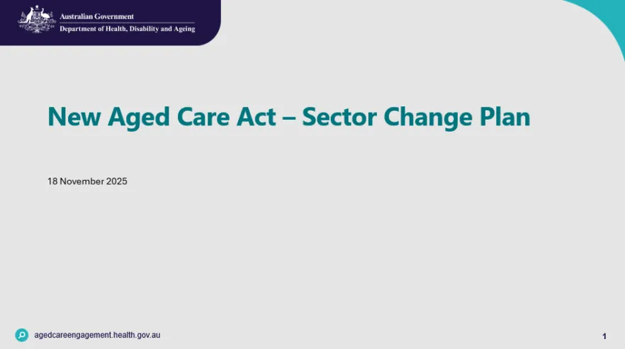 New Aged Care Act – Sector Change Plan​ cover page