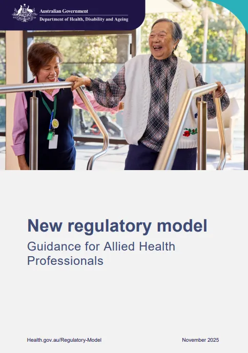 Cover page for the New regulatory model – Guidance for Allied Health Professionals