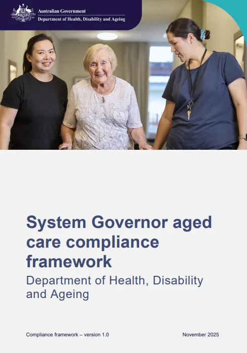 Cover page for the System Governor aged care compliance framework