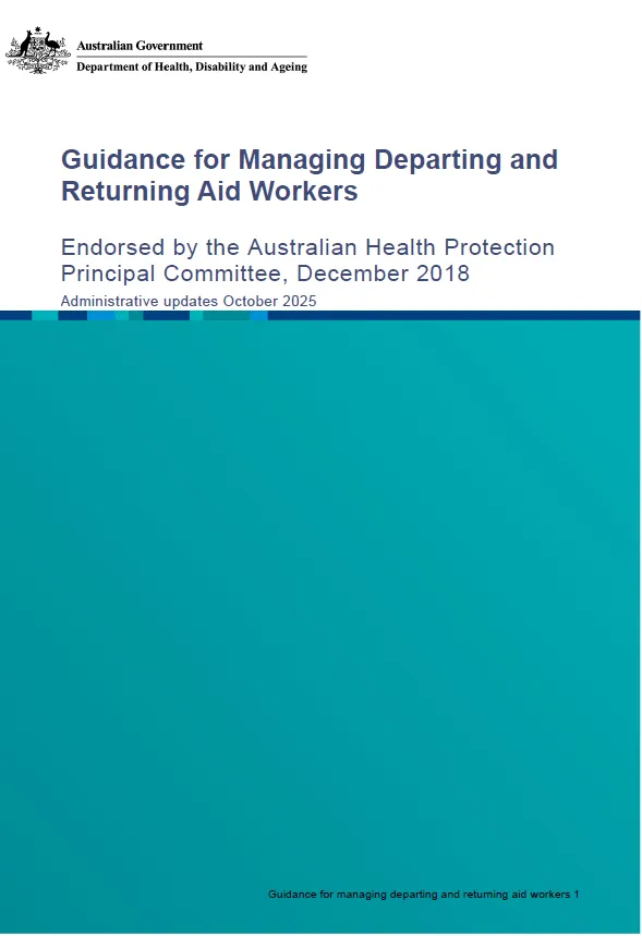 Cover page for the Guidance for Managing Departing and Returning Aid Workers