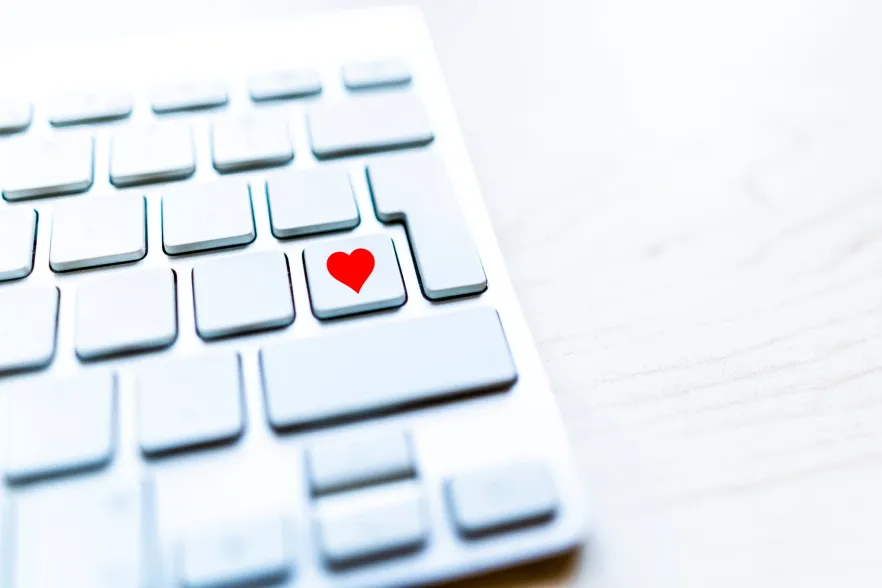Keyboard with a heart icon on one key