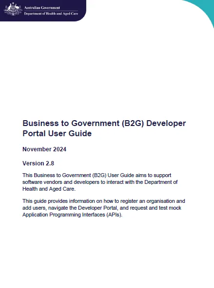 Business to Government (B2G) Developer Portal User Guide | Australian ...